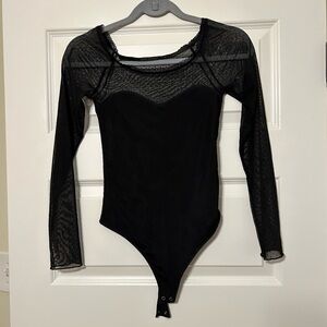 Abercrombie & Fitch sheer polka dot and lace bodysuit